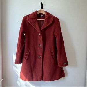Wool Angora blend Collar Coat Size 8 Burnt Orange Rust Terracotta Ellen Tracy